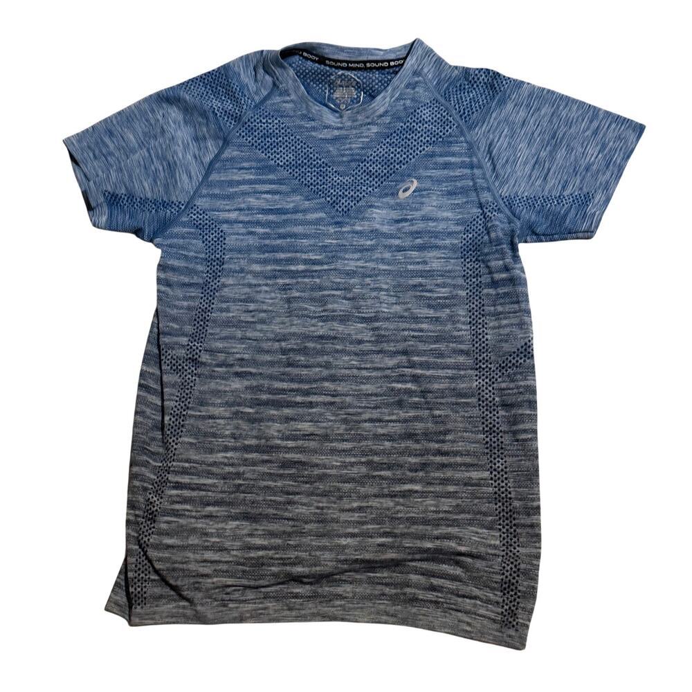 ASICS women's top sz M blue gray activewear short sleeve top